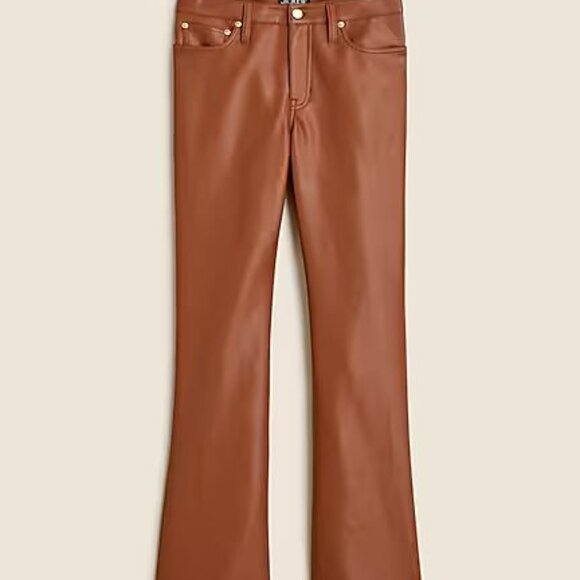J. Crew High Rise Bootcut Faux Leather Pant Brown Sugar Size 28 NWT - Picture 2 of 16